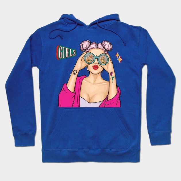 Girls Girls Girls Hoodie by By Diane Maclaine